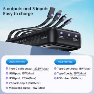 4 Cable 10000mAh - 20000mAh Mini Portable Power Banks Power Station